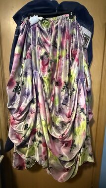 TreasureFarie Floral Satin Ribbon Full Princess Skirt Renaissance Faire NWT